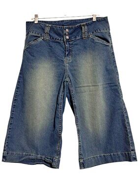 The Blues Jean Culottes Womens Size 11 / 12 Wide Leg Medium Wash Denim Vintage 9